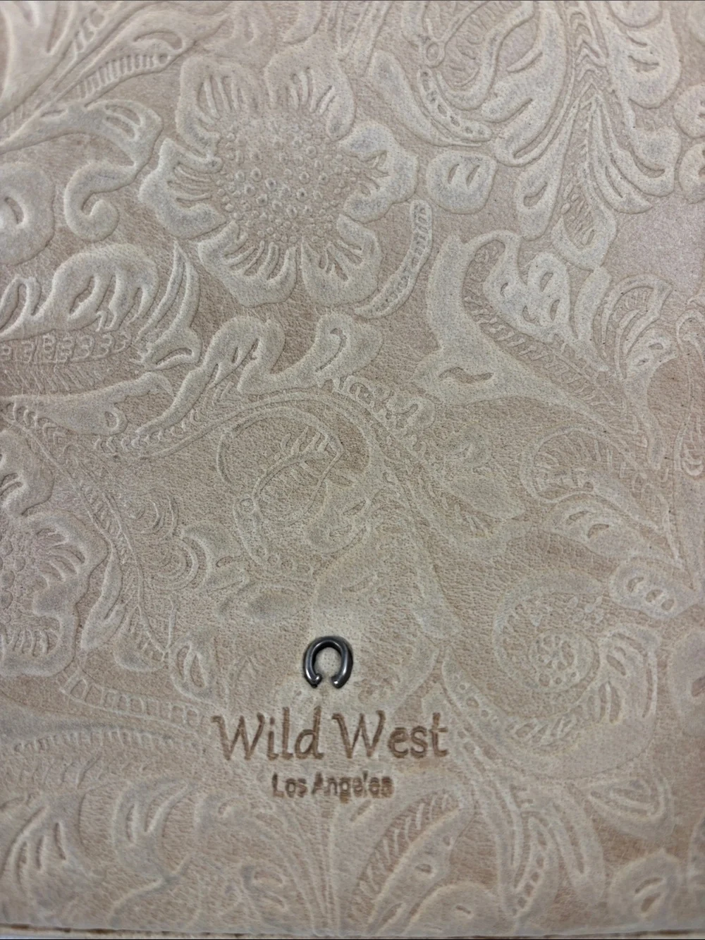 Wild West Beige Floral Embossed Leather Backpack